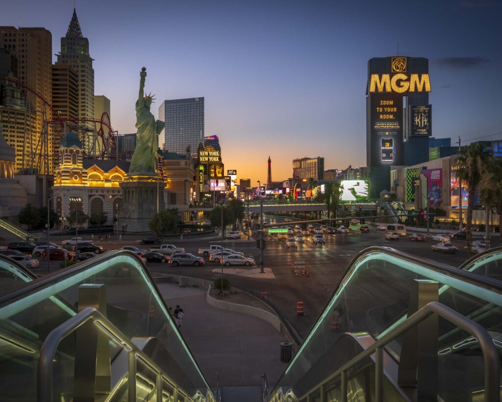 Las Vegas Boulevard, Nevada, USA shot at Blue Hour.