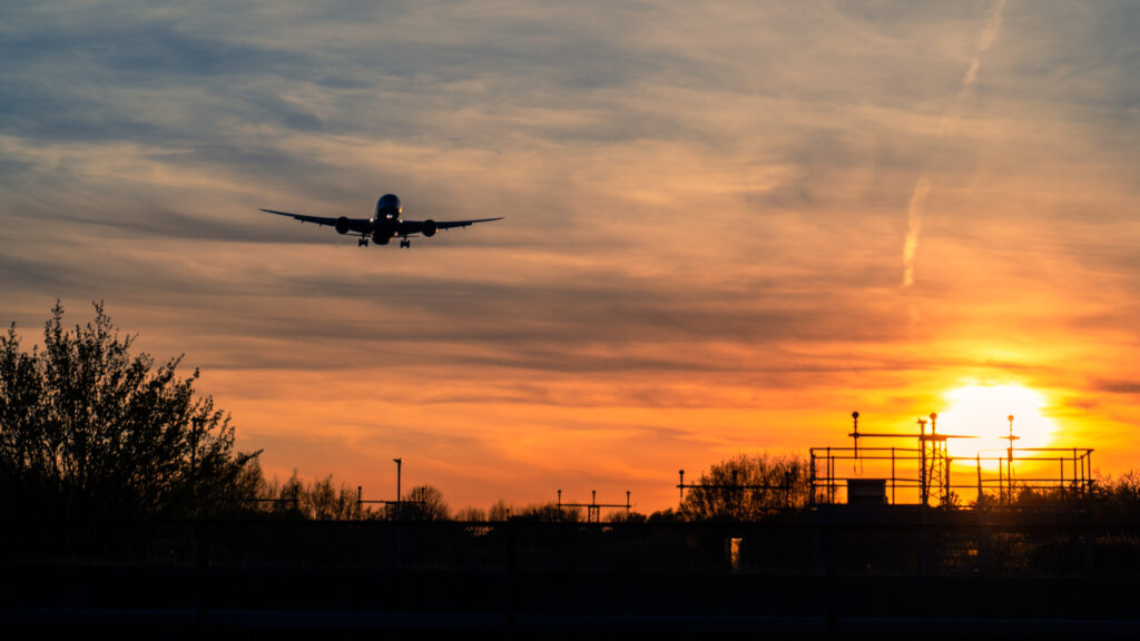 Sunset at London Heathrow, by Chris Bennett